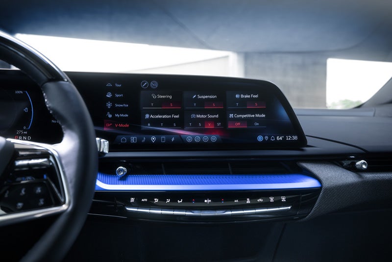 The 2026 OPTIQ-V Display Screen Displaying the V-Mode Settings | Carlisle Cadillac in Carlisle PA