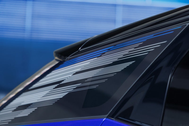 Close-up of the Modern Pattern on the 2026 OPTIQ-V Rear Quarter Glass | Carlisle Cadillac in Carlisle PA